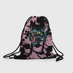 Рюкзак-мешок Чёрный котяра - Чёрные кляксы, цвет: 3D-принт