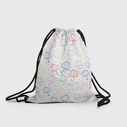 Рюкзак-мешок Цветные зонтики с каплями дождя, цвет: 3D-принт
