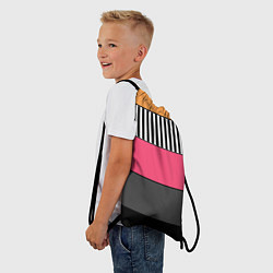 Рюкзак-мешок Полосатый узор желтые розовые черные полосы, цвет: 3D-принт — фото 2