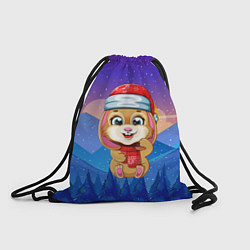 Рюкзак-мешок Новогодний зайчик на фоне гор, цвет: 3D-принт