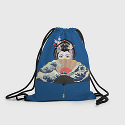 Рюкзак-мешок Японская гейша с большим веером, цвет: 3D-принт