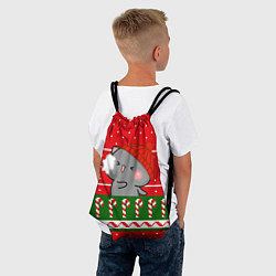 Рюкзак-мешок Серый котик - игра в снежки, цвет: 3D-принт — фото 2
