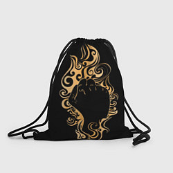 Рюкзак-мешок Поднятый вверх кулак, окруженный золотым пламенем, цвет: 3D-принт