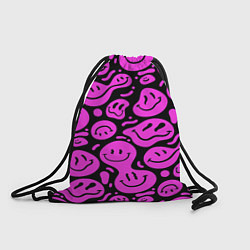 Рюкзак-мешок Кислотный розовый в смайликах, цвет: 3D-принт