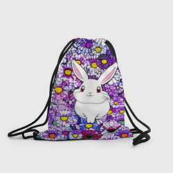 Рюкзак-мешок Веселый кролик в цветах, цвет: 3D-принт