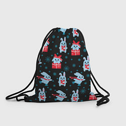 Рюкзак-мешок Новогодние голубые кролики, цвет: 3D-принт