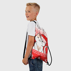 Рюкзак-мешок Новогодний милый котик, цвет: 3D-принт — фото 2