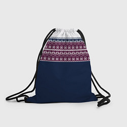 Рюкзак-мешок Скандинавский орнамент на синем, бордовом фоне, цвет: 3D-принт