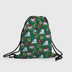 Рюкзак-мешок Новогодние домики на зеленом - паттерн, цвет: 3D-принт
