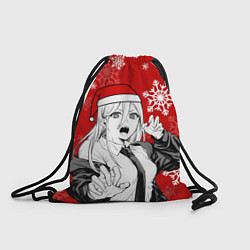Рюкзак-мешок Пауэр в новогодней шапочке, цвет: 3D-принт