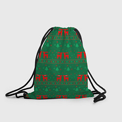 Рюкзак-мешок Новогодний узор с ёлочками, цвет: 3D-принт