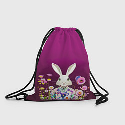 Рюкзак-мешок Кролик на винном фоне, цвет: 3D-принт