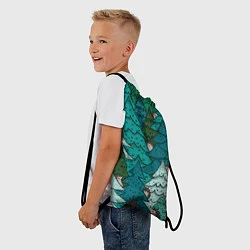 Рюкзак-мешок Ежи в еловом лесу, цвет: 3D-принт — фото 2