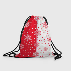 Мешок для обуви Рождественские снежинки на красно-белом фоне