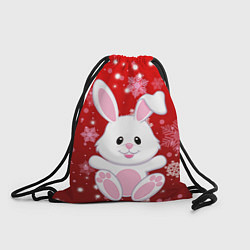 Рюкзак-мешок Весёлый кролик в снежинках, цвет: 3D-принт