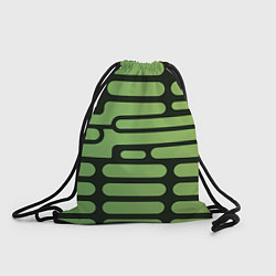 Рюкзак-мешок Зелёный прямоугольный паттерн на чёрном фоне, цвет: 3D-принт