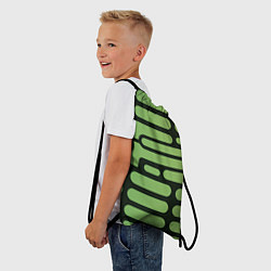 Рюкзак-мешок Зелёный прямоугольный паттерн на чёрном фоне, цвет: 3D-принт — фото 2