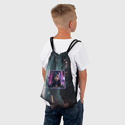 Рюкзак-мешок Девушка в рамках гнетущего города будущего, цвет: 3D-принт — фото 2