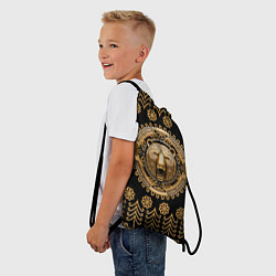 Рюкзак-мешок Медведь золотой барельеф с этническим орнаментом, цвет: 3D-принт — фото 2