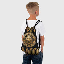 Рюкзак-мешок Медведь золотой барельеф с этническим орнаментом, цвет: 3D-принт — фото 2