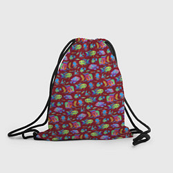Рюкзак-мешок Тропические рыбки на бордовом, цвет: 3D-принт