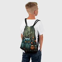 Рюкзак-мешок Совы в стиле Folk Art, цвет: 3D-принт — фото 2