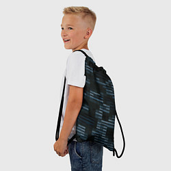 Рюкзак-мешок Чёрные и синие блоки во тьме, цвет: 3D-принт — фото 2