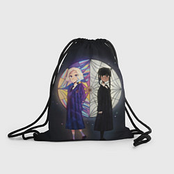 Рюкзак-мешок Энид и Уэнсдэй на фоне окна, цвет: 3D-принт