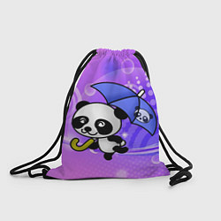 Мешок для обуви Панда с зонтиком бежит в гости