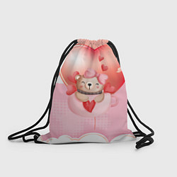 Рюкзак-мешок Мишка в чашке с сердечком, цвет: 3D-принт