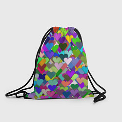 Рюкзак-мешок Орнамент из разноцветных сердечек - валентинка, цвет: 3D-принт