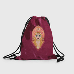 Рюкзак-мешок Девушка в красном кокошнике с золотыми украшениями, цвет: 3D-принт