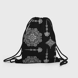 Рюкзак-мешок Паттерн с орнаментом мандалы на черном фоне, цвет: 3D-принт