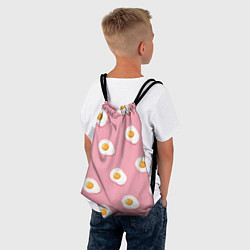 Рюкзак-мешок Яичница на розовом фоне, цвет: 3D-принт — фото 2