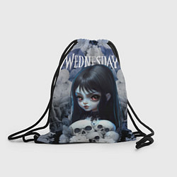 Рюкзак-мешок Уэнсдей Адамс в цветах - мрачный арт, цвет: 3D-принт