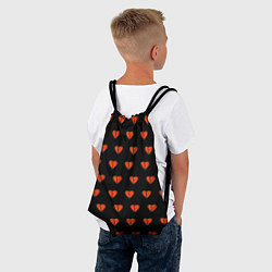 Рюкзак-мешок Разбитые сердца на черном фоне, цвет: 3D-принт — фото 2
