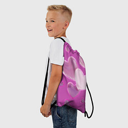 Рюкзак-мешок Сердца на розовов фоне, цвет: 3D-принт — фото 2