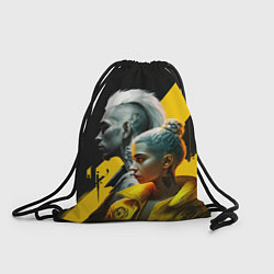Рюкзак-мешок Девушка и парень в стиле киберпанк, цвет: 3D-принт