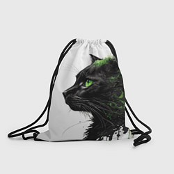 Рюкзак-мешок Кот с зелеными глазами, цвет: 3D-принт