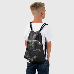 Рюкзак-мешок Черно-белый ворон, цвет: 3D-принт — фото 2