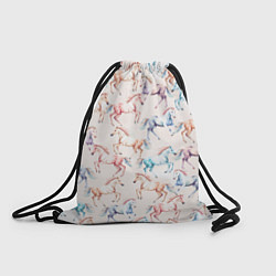 Рюкзак-мешок Лошади акварельные - паттерн, цвет: 3D-принт