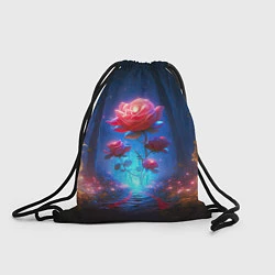 Рюкзак-мешок Алая роза в ночном лесу, цвет: 3D-принт
