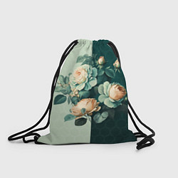Рюкзак-мешок Розы на зеленом фоне, цвет: 3D-принт