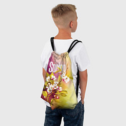 Рюкзак-мешок Ветка цветущей яблони акварель, цвет: 3D-принт — фото 2
