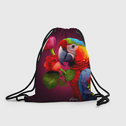 Мешок для обуви Попугай ара с цветами