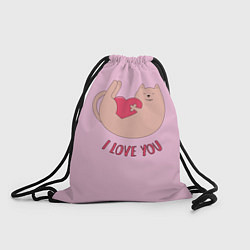 Рюкзак-мешок Кот играет с сердцем, цвет: 3D-принт