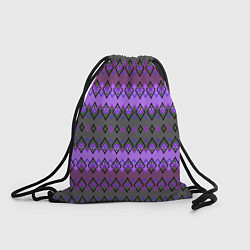 Рюкзак-мешок Серо-фиолетовый этнический геометрический узор, цвет: 3D-принт