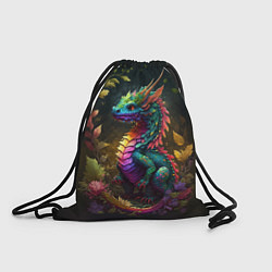 Рюкзак-мешок Разноцветный дракончик в лесу, цвет: 3D-принт