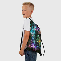 Рюкзак-мешок Неоновые дикие бабочки, цвет: 3D-принт — фото 2
