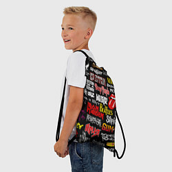 Рюкзак-мешок Логотипы рок групп цветные, цвет: 3D-принт — фото 2